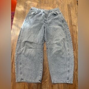 We The Free Light Gray Good Luck Mid Rise Barrel Jeans 31